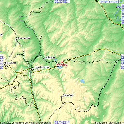 Topographic map of Kandry