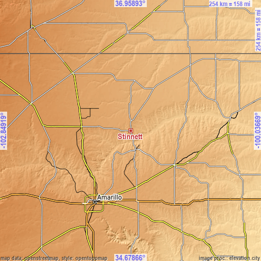 Topographic map of Stinnett