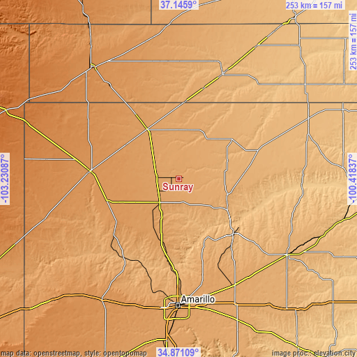 Topographic map of Sunray