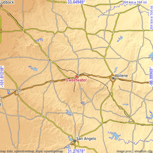 Topographic map of Sweetwater