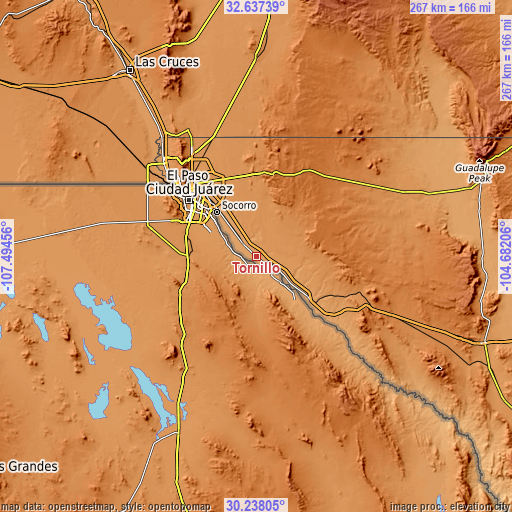 Topographic map of Tornillo