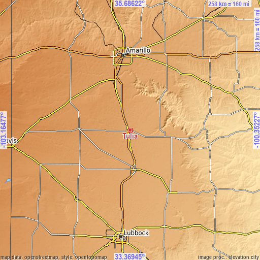 Topographic map of Tulia