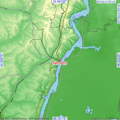 Topographic map of Kamyshin