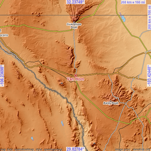 Topographic map of Van Horn