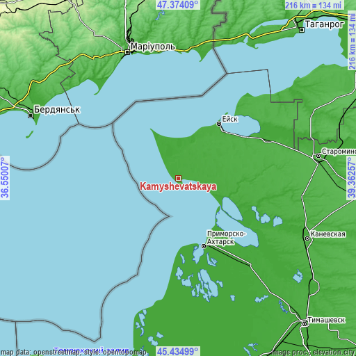 Topographic map of Kamyshevatskaya