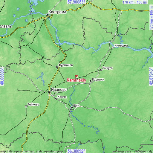 Topographic map of Kaminskiy