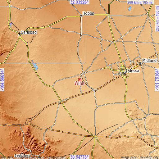 Topographic map of Wink