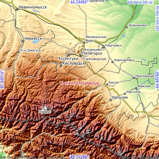 Topographic map of Kamennomostskoye