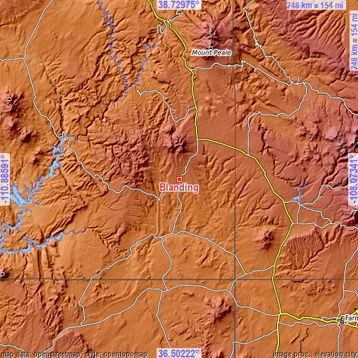 Topographic map of Blanding