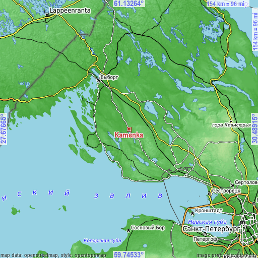 Topographic map of Kamenka