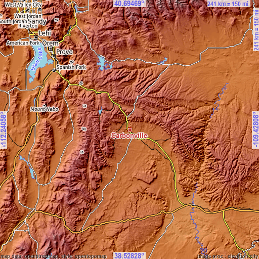 Topographic map of Carbonville