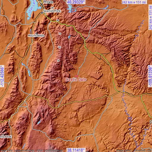 Topographic map of Castle Dale