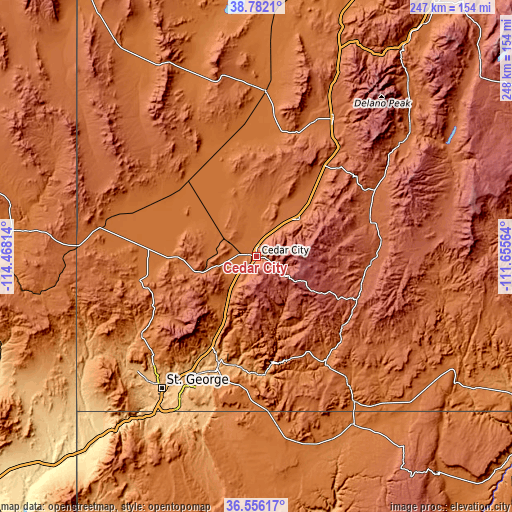 Topographic map of Cedar City