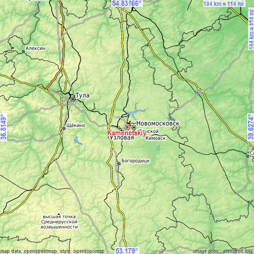 Topographic map of Kamenetskiy