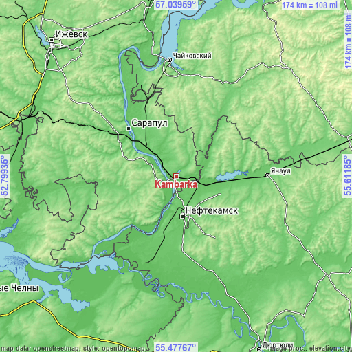 Topographic map of Kambarka