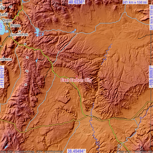 Topographic map of East Carbon City