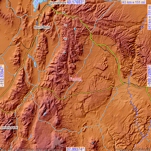 Topographic map of Ferron