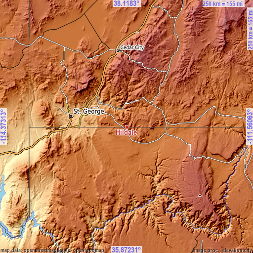 Topographic map of Hildale