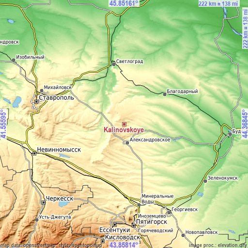 Topographic map of Kalinovskoye