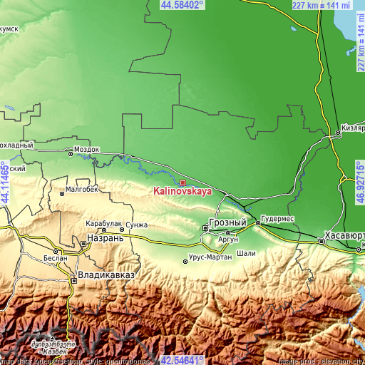 Topographic map of Kalinovskaya