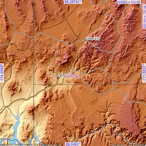 Topographic map of Hurricane