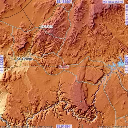 Topographic map of Kanab