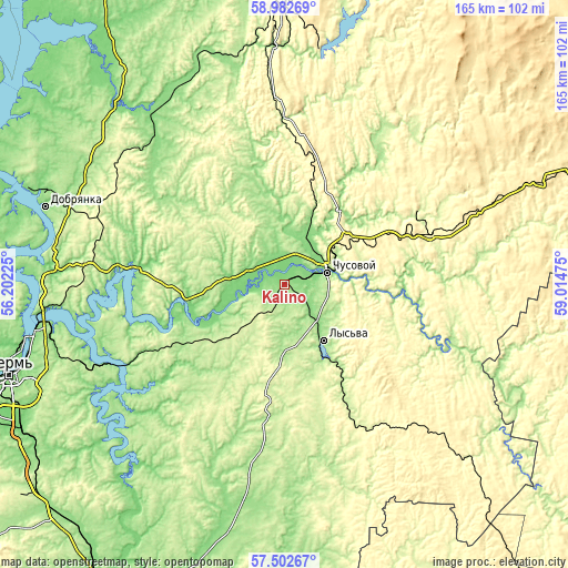 Topographic map of Kalino