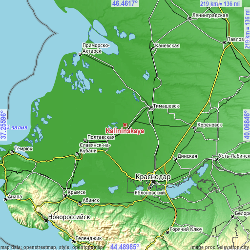 Topographic map of Kalininskaya