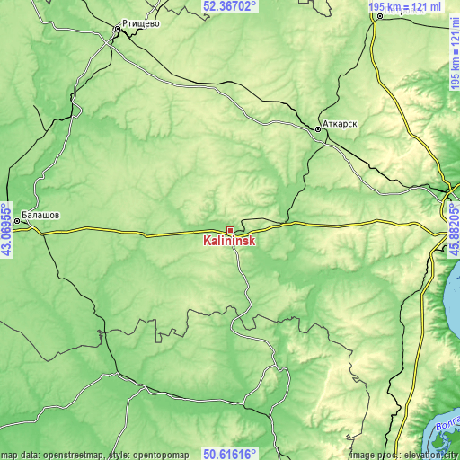 Topographic map of Kalininsk