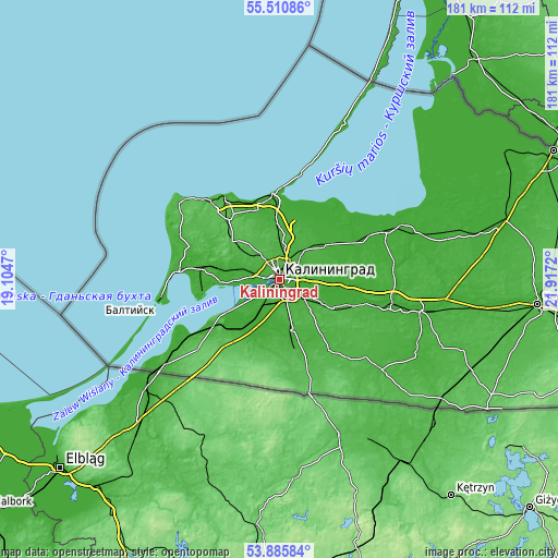 Topographic map of Kaliningrad