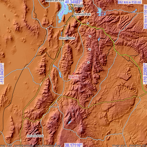 Topographic map of Manti