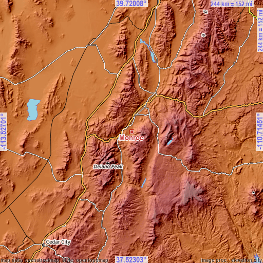 Topographic map of Monroe