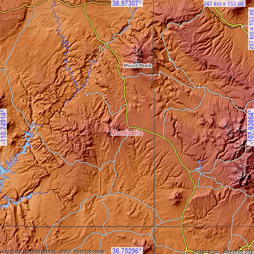 Topographic map of Monticello