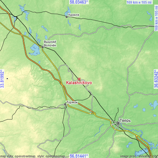 Topographic map of Kalashnikovo