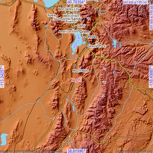 Topographic map of Nephi