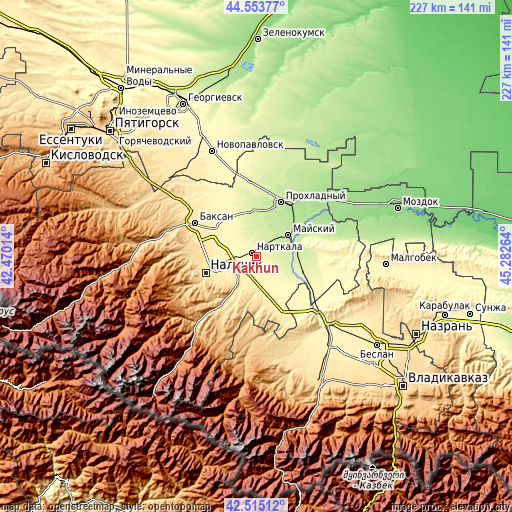 Topographic map of Kakhun
