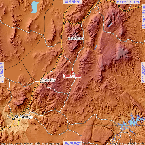 Topographic map of Panguitch