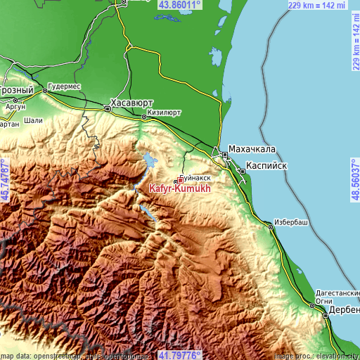 Topographic map of Kafyr-Kumukh