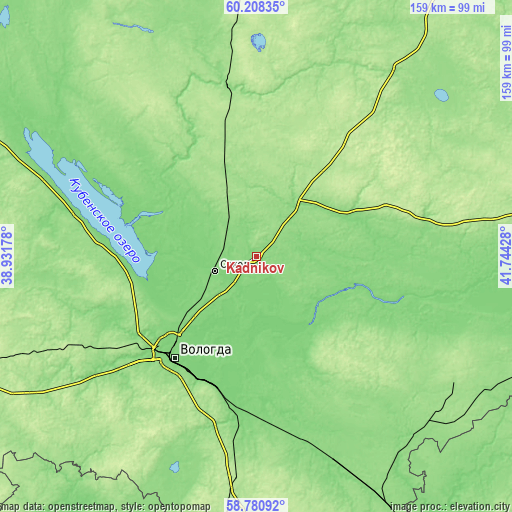 Topographic map of Kadnikov