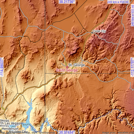 Topographic map of Saint George