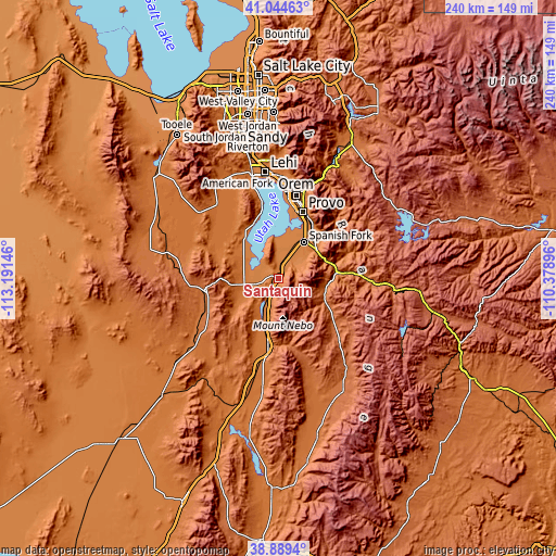 Topographic map of Santaquin