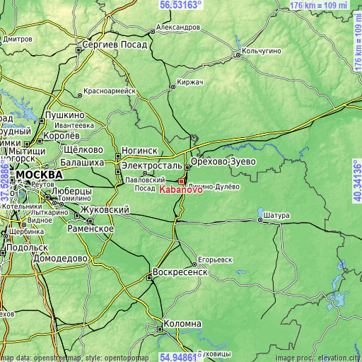 Topographic map of Kabanovo