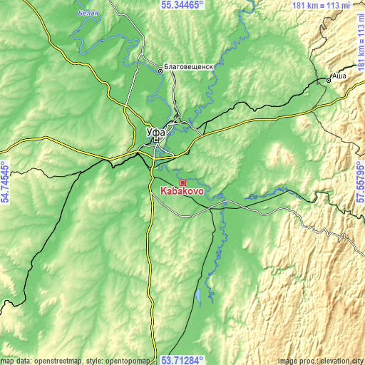 Topographic map of Kabakovo