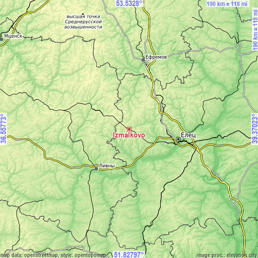 Topographic map of Izmalkovo