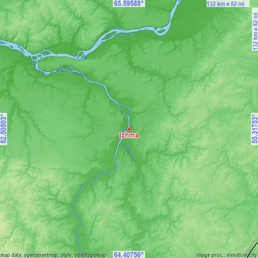 Topographic map of Izhma