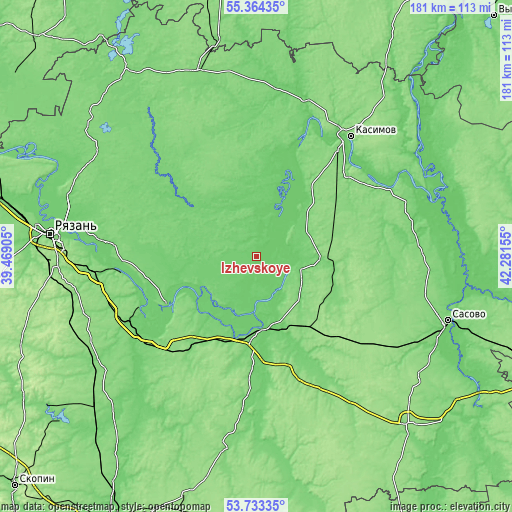 Topographic map of Izhevskoye