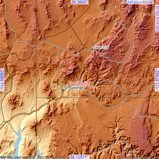 Topographic map of Toquerville