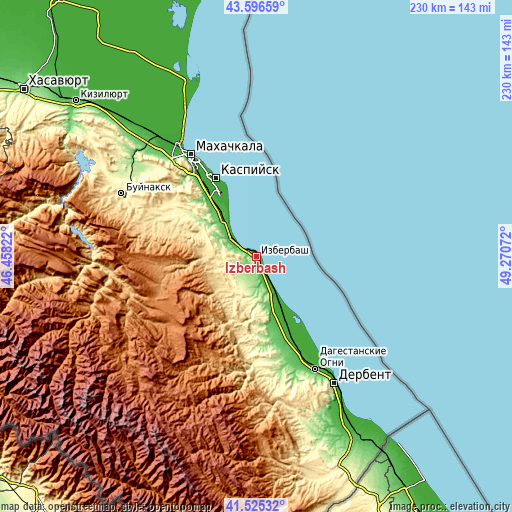 Topographic map of Izberbash