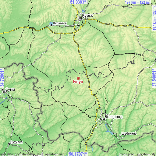 Topographic map of Ivnya