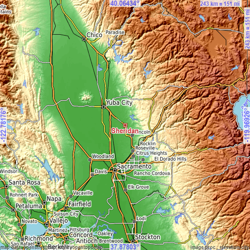 Topographic map of Sheridan